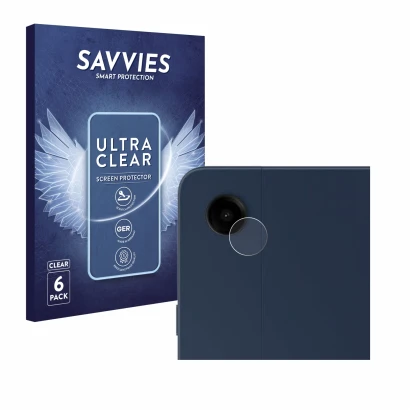 Front side of a product packaging with the brand logo Savvies. Next to it is the device Samsung Galaxy Tab A9 Plus 5G (ONLY Ca