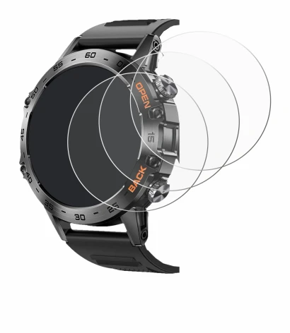 Image of the device Lemfo Smartwatch 1.39" with a wide variety of screen protectors.