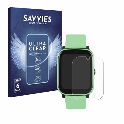 Front side of a product packaging with the brand logo Savvies. Next to it is the device One2Track Connect NEXT shown with the 