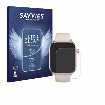 Front side of a product packaging with the brand logo Savvies. Next to it is the device Marsyu ET570 1.96" shown with the corr