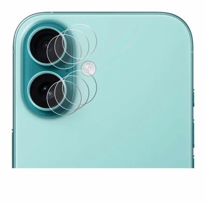 Image of the device Apple iPhone 16 (ONLY Camera Lens) with a wide variety of screen protectors.