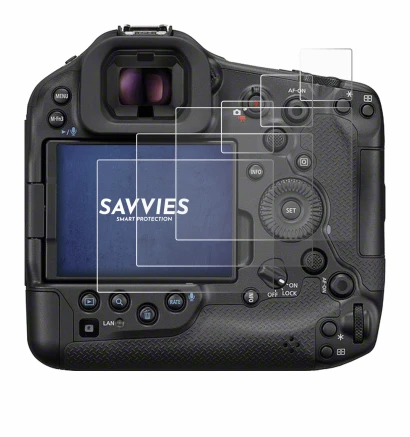 Image of the device Canon EOS R1 with a wide variety of screen protectors.