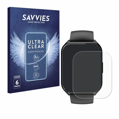 Front side of a product packaging with the brand logo Savvies. Next to it is the device Aycy P114 1.85" shown with the corresp