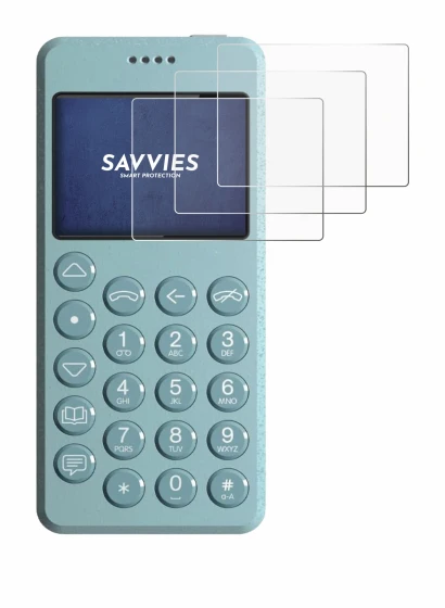 Image of the device Punkt MP02 with a wide variety of screen protectors.