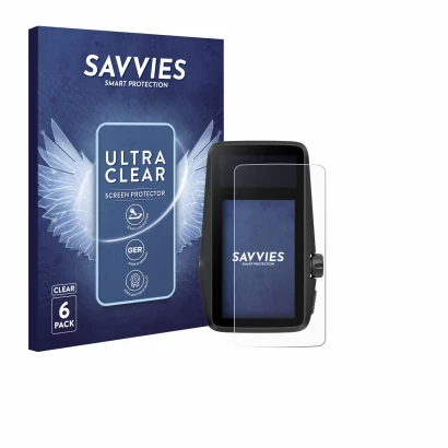 Front side of a product packaging with the brand logo Savvies. Next to it is the device Coros Dura shown with the correspondin