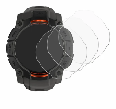 Image of the device Garmin Instinct 3 Solar (50 mm) with a wide variety of screen protectors.