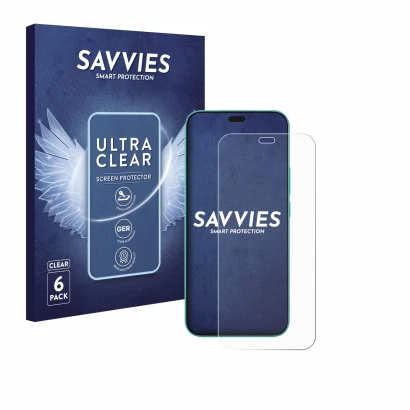 Front side of a product packaging with the brand logo Savvies. Next to it is the device Honor X8c shown with the corresponding