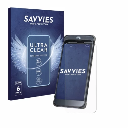 Front side of a product packaging with the brand logo Savvies. Next to it is the device Orderman 10 shown with the correspondi