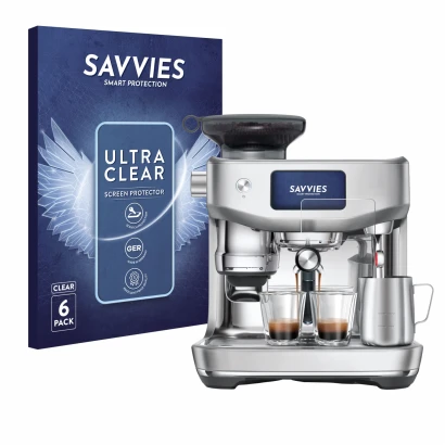 Front side of a product packaging with the brand logo Savvies. Next to it is the device Sage the Oracle Jet shown with the cor