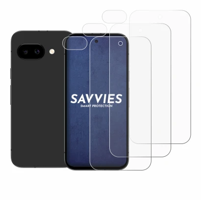 Image of the device Google Pixel 9a (Front+Camera) with a wide variety of screen protectors.