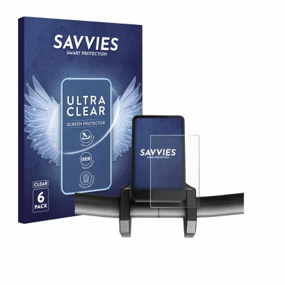 Front side of a product packaging with the brand logo Savvies. Next to it is the device Joyor T6 shown with the corresponding 