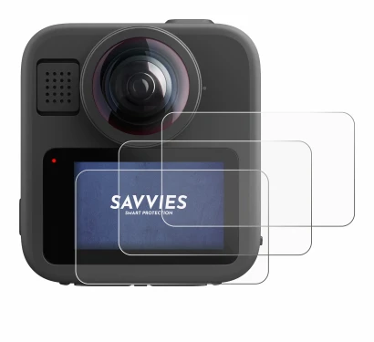 Image of the device GoPro Max 2 with a wide variety of screen protectors.