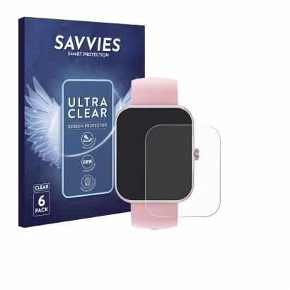 Front side of a product packaging with the brand logo Savvies. Next to it is the device Ucani S80K 1.83" shown with the corres