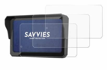 Image of the device Carpuride W602S Pro with a wide variety of screen protectors.