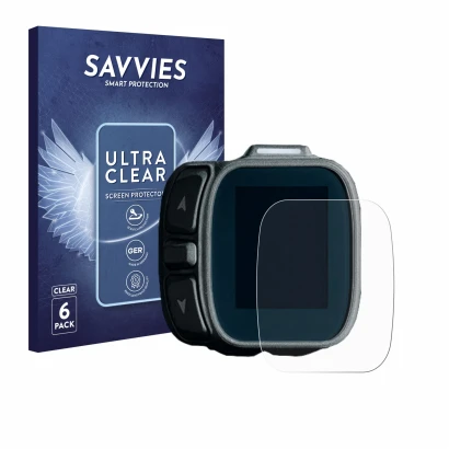 Front side of a product packaging with the brand logo Savvies. Next to it is the device Giant Ridecontrol Dash 2 2026 shown wi