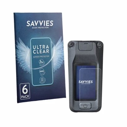 Front side of a product packaging with the brand logo Savvies. Next to it is the device Amflow DJI Avinox shown with the corre
