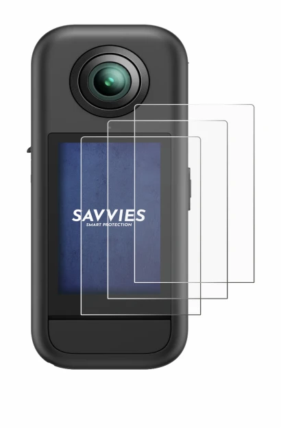 Image of the device Akaso 360 with a wide variety of screen protectors.