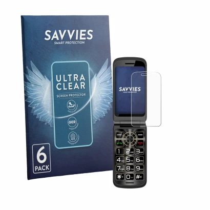 Front side of a product packaging with the brand logo Savvies. Next to it is the device Guwet G739 shown with the correspondin