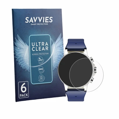 Front side of a product packaging with the brand logo Savvies. Next to it is the device Imiki Holo Ultra shown with the corres