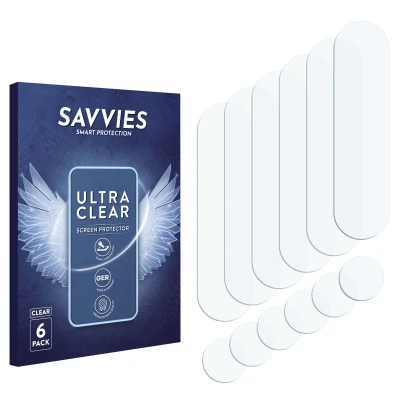 Front side of a product packaging with the brand logo Savvies. Next to it is the corresponding screen protector.
