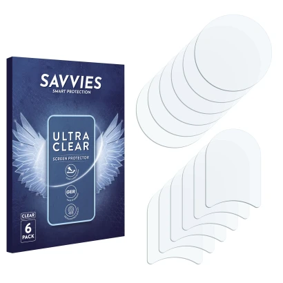 Front side of a product packaging with the brand logo Savvies. Next to it is the corresponding screen protector.