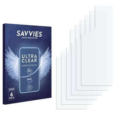 Front side of a product packaging with the brand logo Savvies. Next to it is the corresponding screen protector.