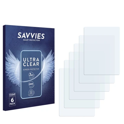 Front side of a product packaging with the brand logo Savvies. Next to it is the corresponding screen protector.