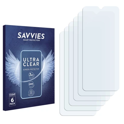 Front side of a product packaging with the brand logo Savvies. Next to it is the corresponding screen protector.