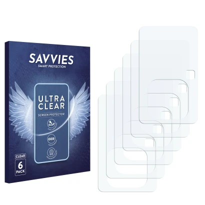 Front side of a product packaging with the brand logo Savvies. Next to it is the corresponding screen protector.