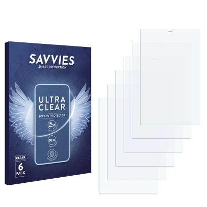 Front side of a product packaging with the brand logo Savvies. Next to it is the corresponding screen protector.