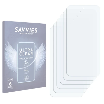 Front side of a product packaging with the brand logo Savvies. Next to it is the corresponding screen protector.