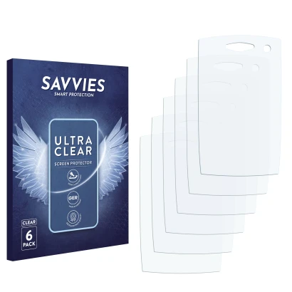 Front side of a product packaging with the brand logo Savvies. Next to it is the corresponding screen protector.