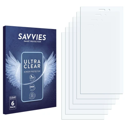 Front side of a product packaging with the brand logo Savvies. Next to it is the corresponding screen protector.