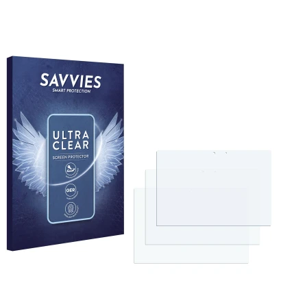 Front side of a product packaging with the brand logo Savvies. Next to it is the corresponding screen protector.