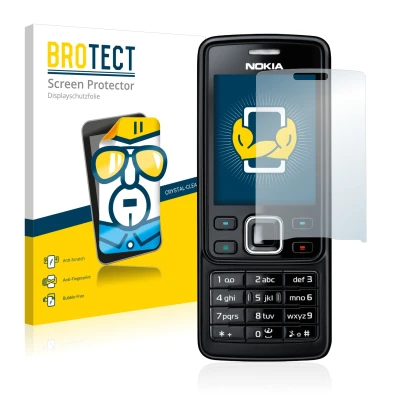 Front side of a product packaging with the brand logo BROTECT. Next to it is the device Nokia 6300 2007 shown with the corresp