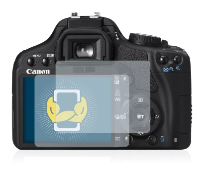 Image of the device Canon EOS 450D with a wide variety of screen protectors.