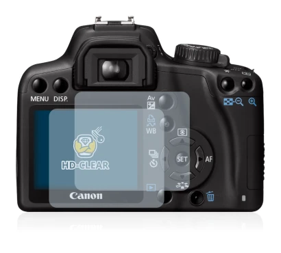 Image of the device Canon EOS 1000D with a wide variety of screen protectors.
