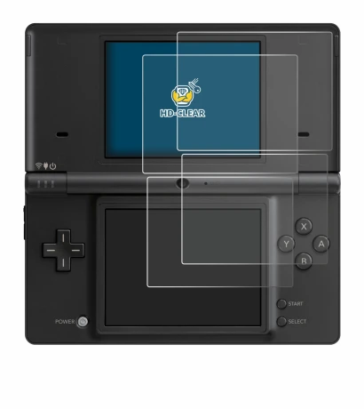 Image of the device Nintendo DSi with a wide variety of screen protectors.
