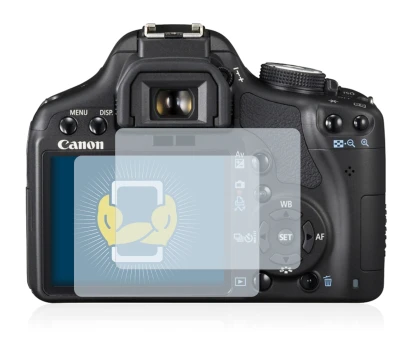 Image of the device Canon EOS 500D with a wide variety of screen protectors.