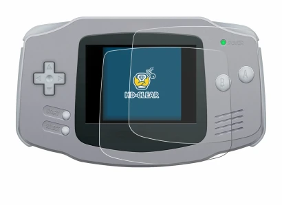 Image of the device Nintendo Gameboy Advance GBA with a wide variety of screen protectors.