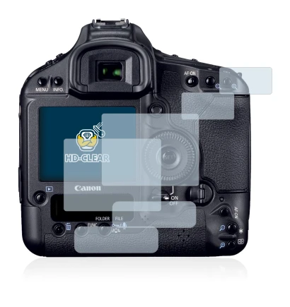 Image of the device Canon EOS 1D Mark IV with a wide variety of screen protectors.