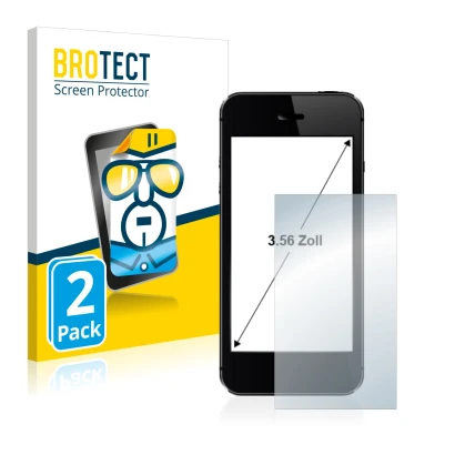 Front side of a product packaging with the brand logo BROTECT. Next to it is the device shown with the corresponding screen pr