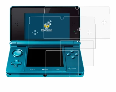 Image of the device Nintendo 3DS with a wide variety of screen protectors.