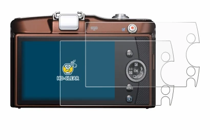 Image of the device Olympus PEN E-PM1 with a wide variety of screen protectors.
