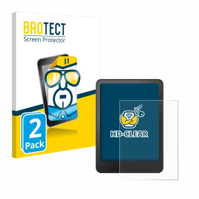 Front side of a product packaging with the brand logo BROTECT. Next to it is the device Amazon Kindle Paperwhite 2012 shown wi