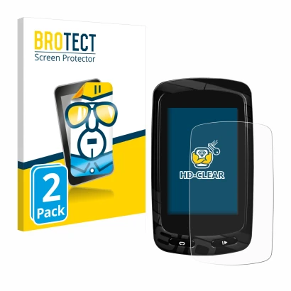 Front side of a product packaging with the brand logo BROTECT. Next to it is the device Garmin Edge 810 shown with the corresp