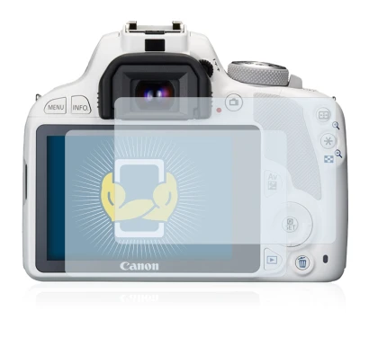 Image of the device Canon EOS 100D with a wide variety of screen protectors.