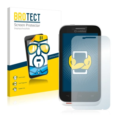 Front side of a product packaging with the brand logo BROTECT. Next to it is the device Vodafone Smart III (3) 975N shown with