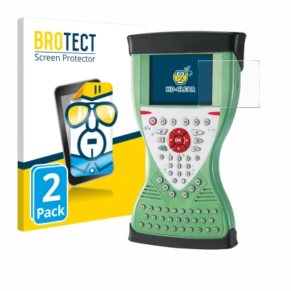 Front side of a product packaging with the brand logo BROTECT. Next to it is the device Leica Viva Controller CS15 shown with
