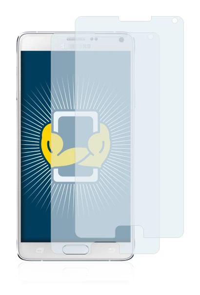 Image of the device Samsung Galaxy Note 4 with a wide variety of screen protectors.